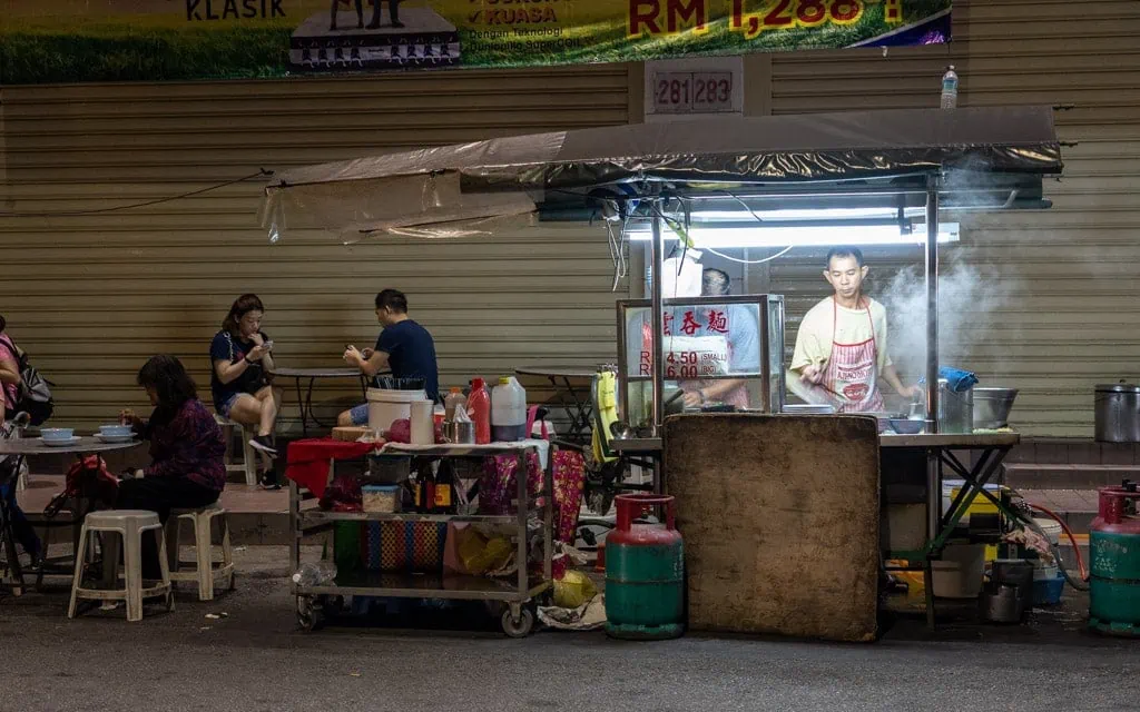 Mother And Son Wantan Mee stall near closing time