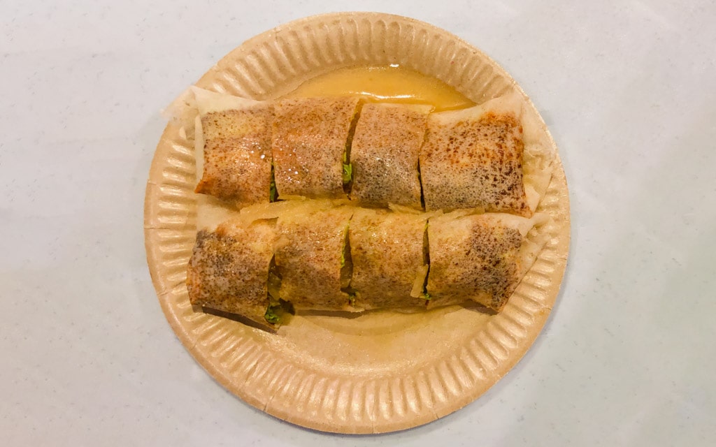 Popiah, a fresh spring roll with a variety of fillings