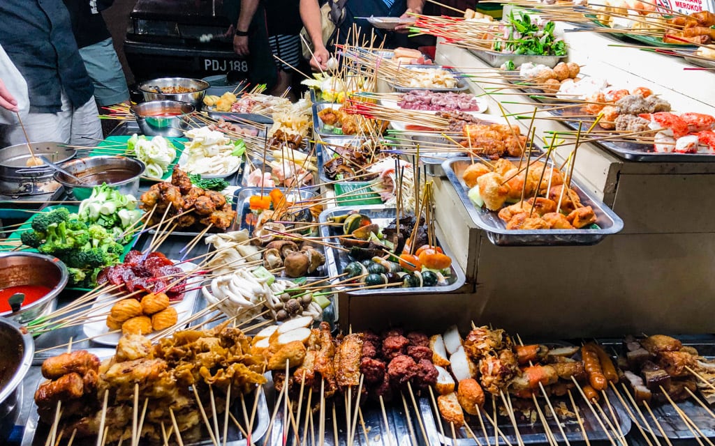 Assortment of delicious, cheap skewers at Lebuh Carnavon Lok Lok