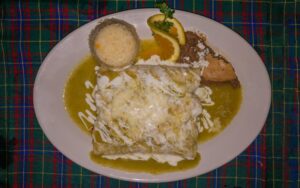 The colorful Shrimp Enchiladas in Green Sauce