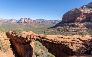 The iconic photo taken at Devils Bridge in Sedona, Arizona