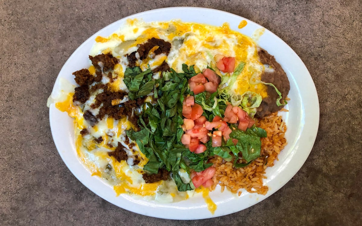 The massive Huevos Rancheros, Coffee Pot Restaurant, Sedona, Arizona