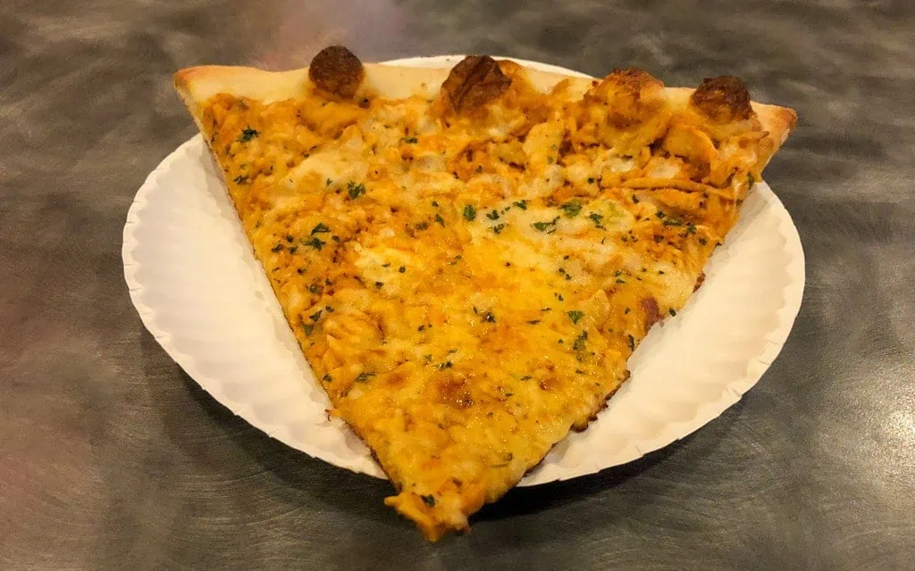 A slice of the Buffalo Chicken Pizza