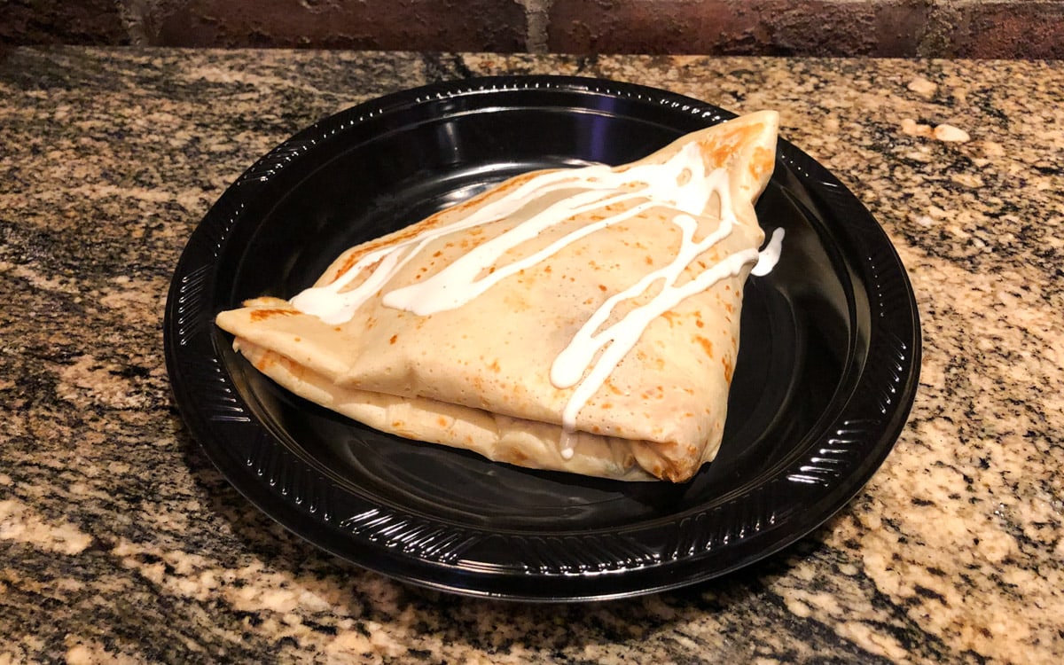 The Bacon and Egg Crepe topped with crème fraîche. 48th and Crepe