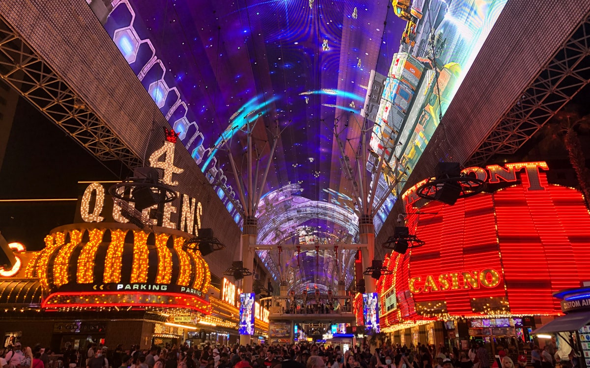 Fremont Street, home to some of the best cheap eats in downtown Las Vegas