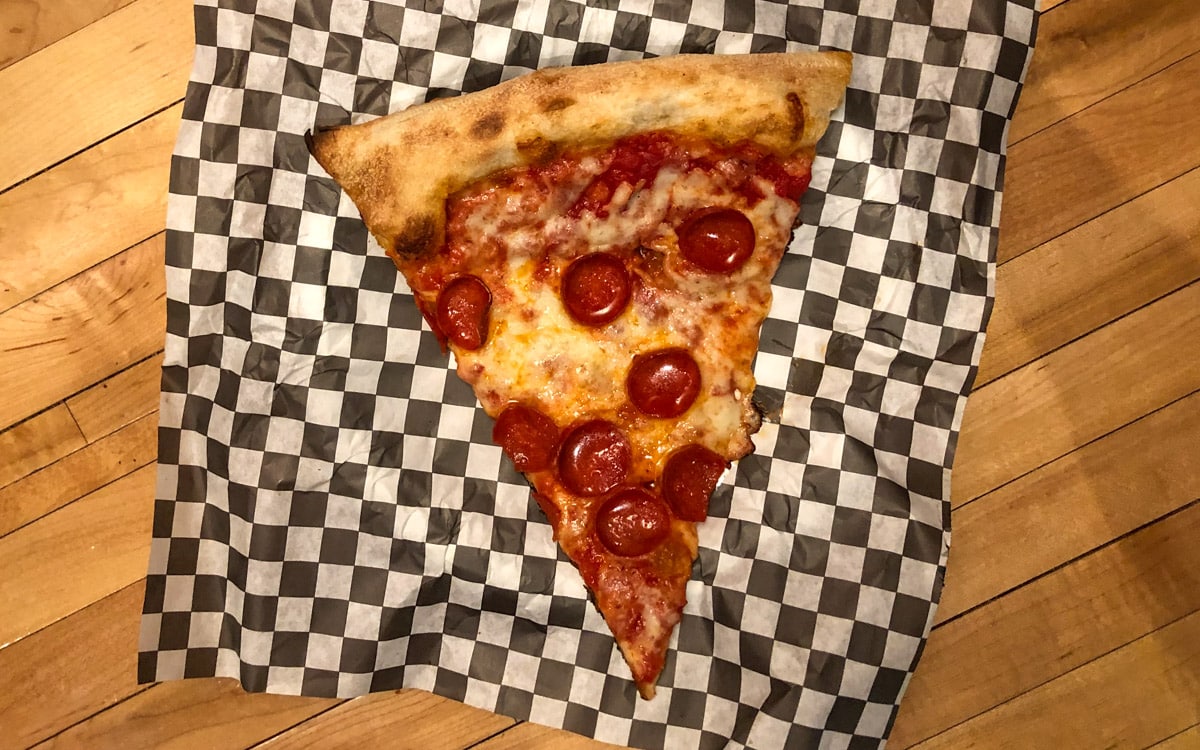 Pepperoni slice from Pizza Cake at Harrah’s, Las Vegas, Nevada