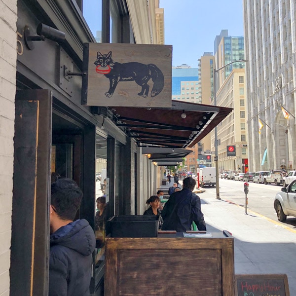 Sign with a fox over the entrance, The Bird, San Francisco, California