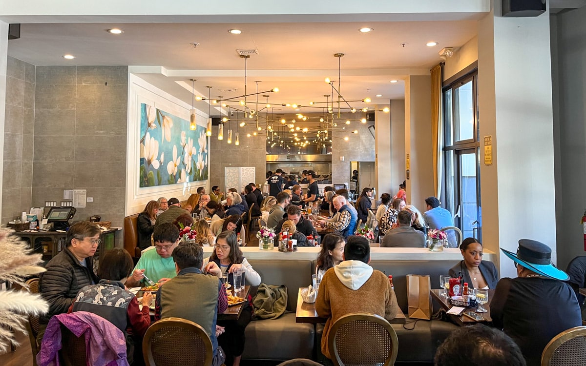 Open and busy interior of Sweet Maple, San Francisco, California