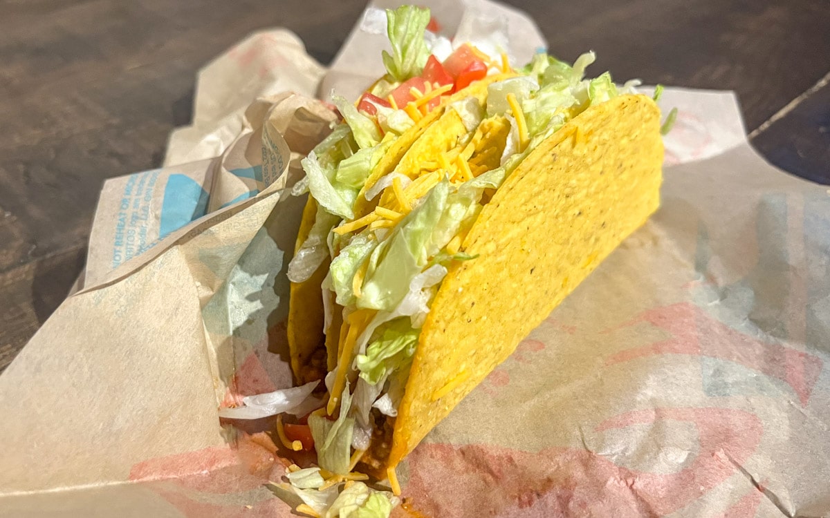 Crunchy Tacos at Taco Bell Cantina in the Miracle Mile Shops, Las Vegas
