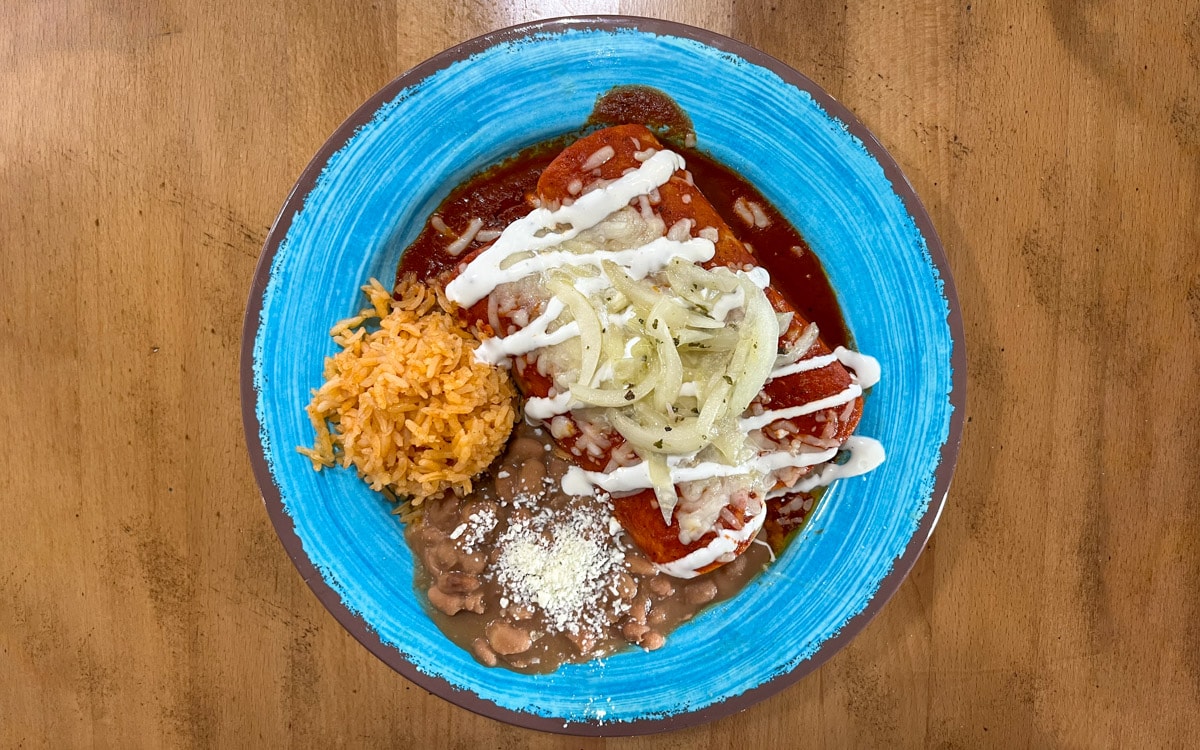 Enchiladas with Carnitas in a Guajillo Sauce, Letty's de Leticia's Cocina, Las Vegas, Nevada