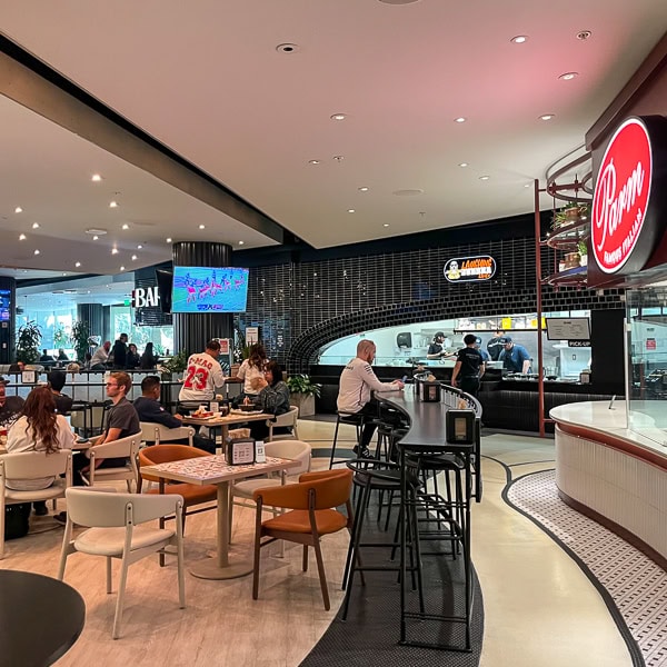 Inside the food hall