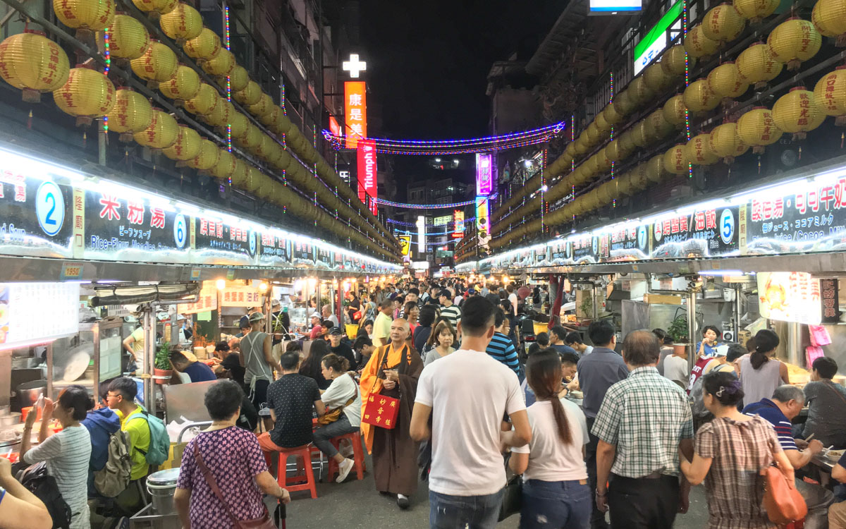 Miaokou Night Market located in Keelung, Taiwan