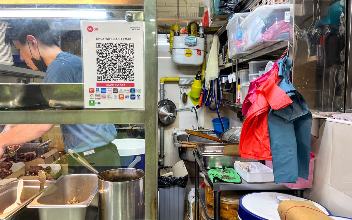 A look into the kitchen showing the one-man operation of Spicy Wife Nasi Lemak